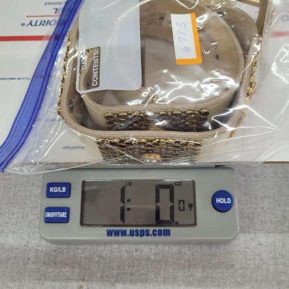 You‎ & Me Belt Womens Small Cream Leather Gold Rhinestone Western Made in USA - Picture 11 of 11